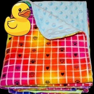 𝅺BRAND NEW🖤🐾🌈Tie dye pattern handcrafted baby blanket